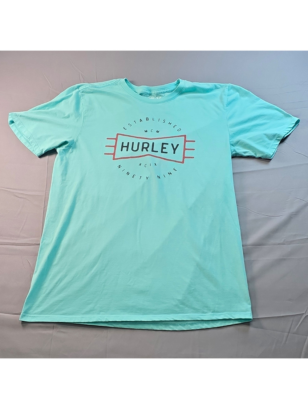 HurleyBlue Graphic Logo Knit Crew Neck Short Sleeve T-Shirt Size M